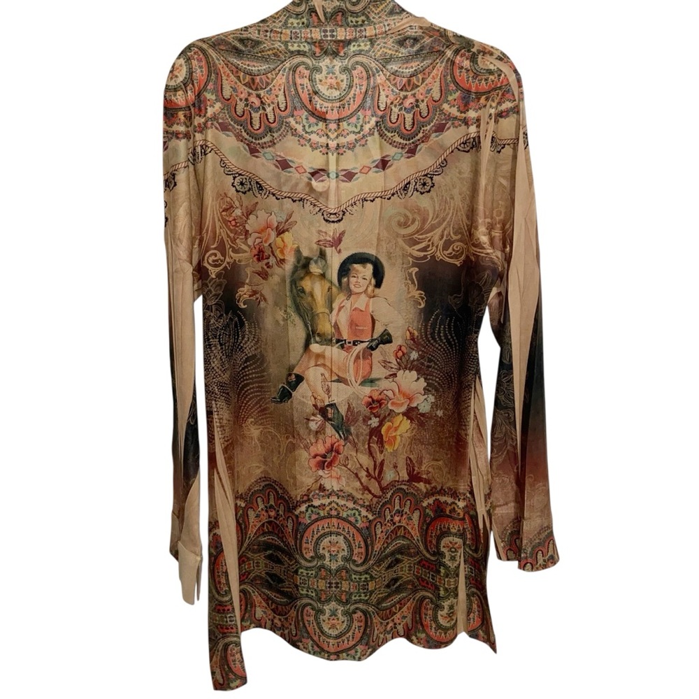 Fantazia Shirt Womens Medium Western Cowgirl Rodeo Equestrian Top USA Vintage